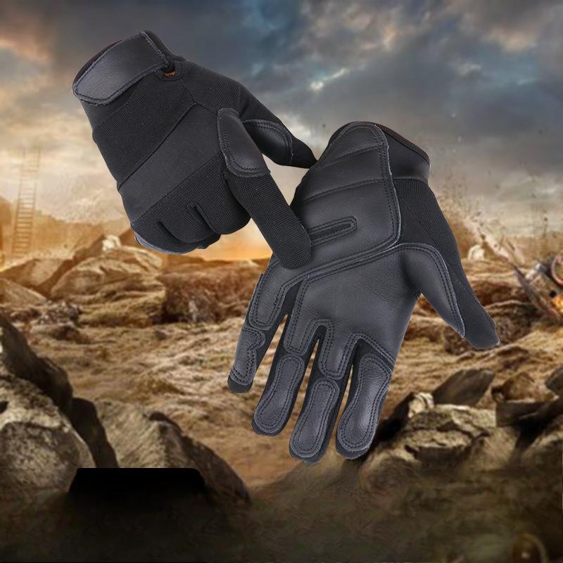Outdoor Rope Drop Gloves Cowhide Speed Down Fitness Training Rope Drop Cave Down Equipment Anti Slip Wear Resistant Thickened Palm Pad