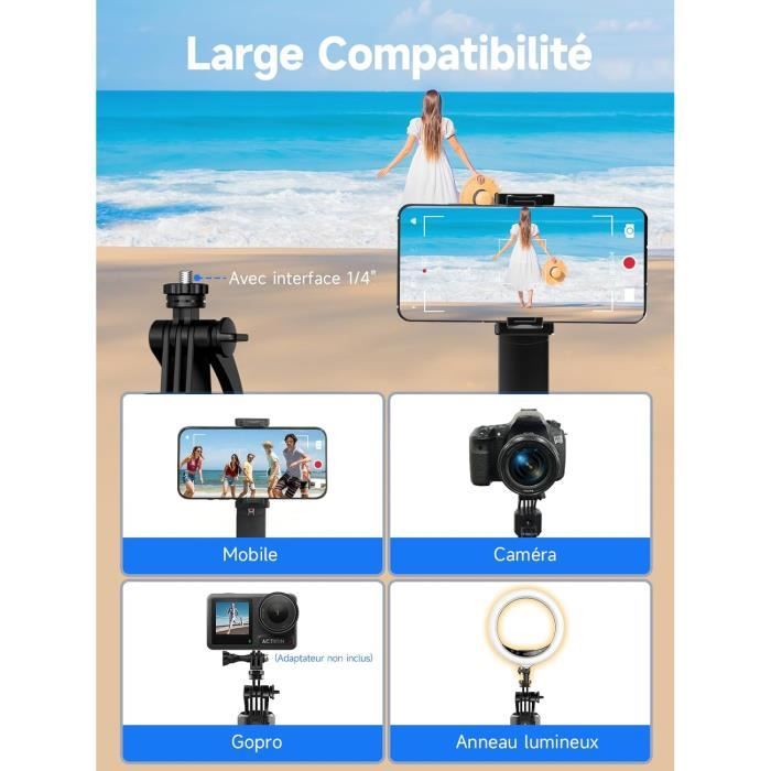 Trépied Suivi Automatique,Rollei Easy Creator Tripod Support Téléphone Suivis Visage Perche Selfie Extensible 38163cm Avec Téléc