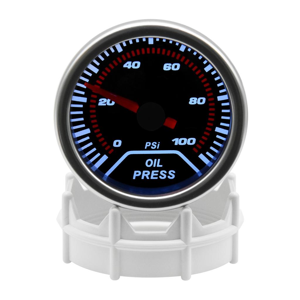 2"52mm Oil Pressure Gauge With Sensor 1/8 NPT Smoke Lens 0-100 PSI Oil Press Gauge Auto Car Meter for Gasoline Racing Car 12V