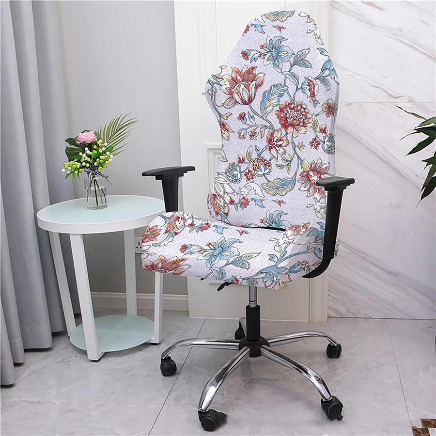 2pcs/set Flower Printed Racing Desk Rotating Slipcovers Office Computer Gaming Chair Covers Stretch Armchair Gamer Seat Cover