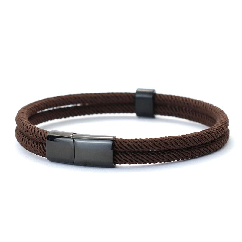 Double Layer Thread Bracelet Men 4mm Nylon Cord Chain Detachable Stainless Steel Magnet Buckle Braslet Leisure Hombre Pulseira