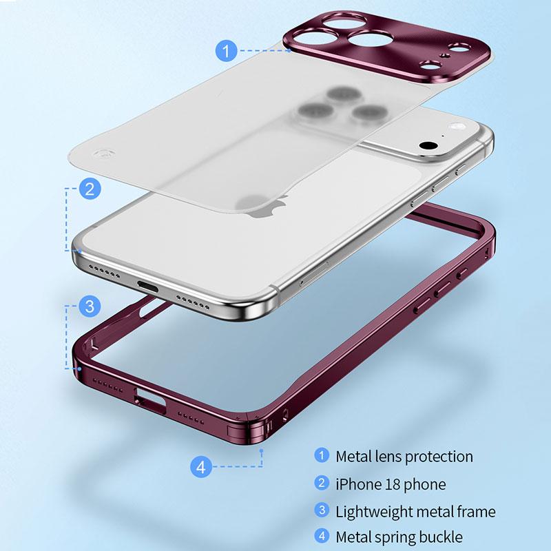 Magnetischer Metallrahmen Handyhülle Für 17 18 Pro Max Aluminium Schnalle Handyhülle Für Magsafe Mattes PC Rückseiten Schale