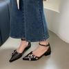 Fashion Footwear Ankle Strap Pumps Ladies Medium Heels Shoes Shallow Female Buckle Fashion Pointed Toe Women Square Heels Shoes