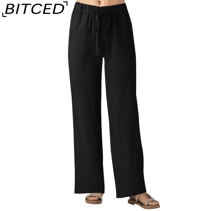 BITCED Women's Fashion Casual Solid Color Print Pants & Capris