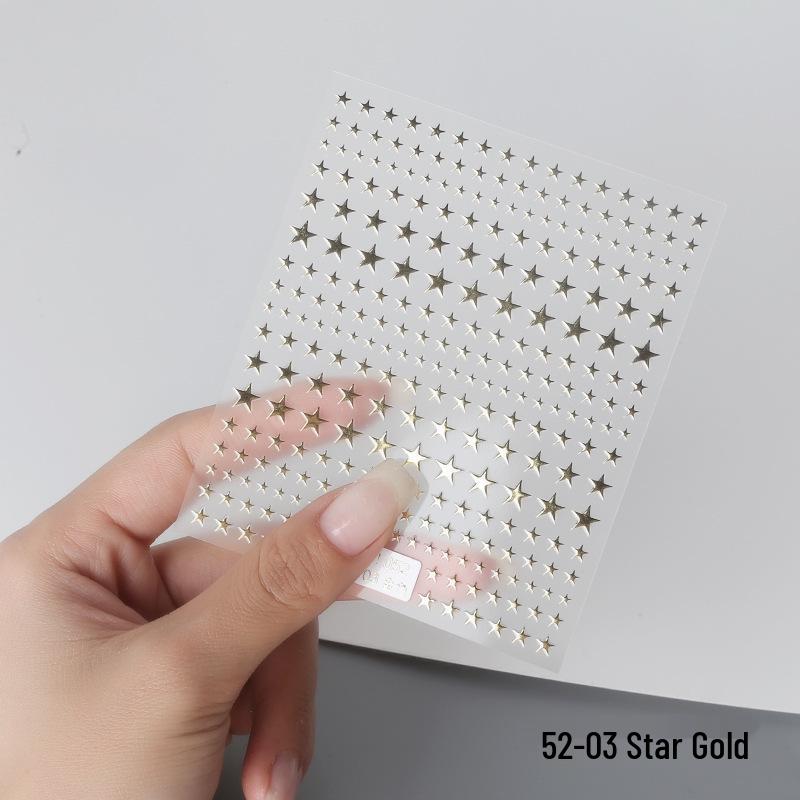 Aha Dreamy Starburst Nail Stickers - Gold, Silver, Black & White Japanese Crescent Stars