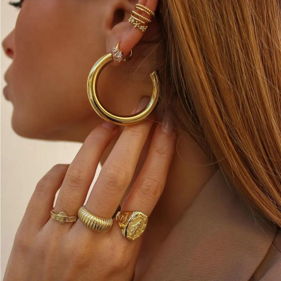 Geometric Fashion Ring Waterproof Anti Allergic Colorfast Fashion Jewelry Unisex 2024