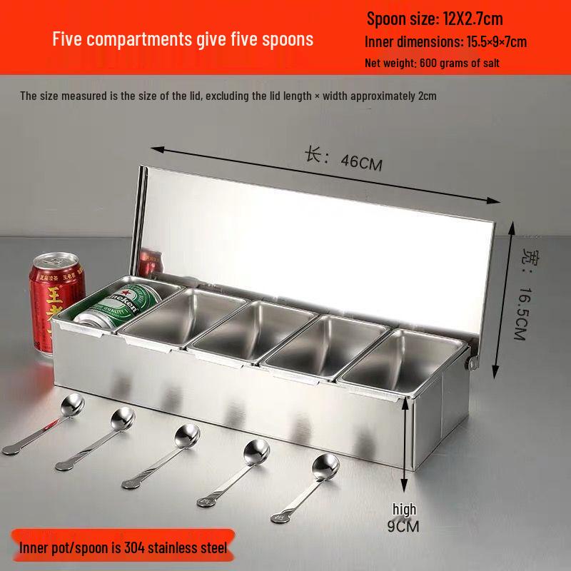 Tianze 304 Stainless Steel Flip-Lid Spice Container Set