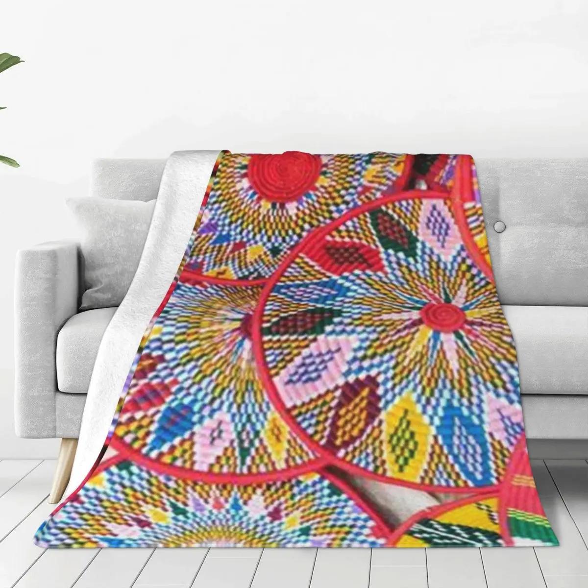 Ethiopian Plates Sefed Flannel Blanket African Art Traditional Super Warm Throw Blanket for Bed Travel Bedspread Sofa Bed Cover 100cmx150cm