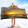 Strandtuch mit Meeres-Sonnenuntergangsmuster Sonnenschutz und winddicht geeignet für Strand, Schwimmbad, Camping und Reisen Stranddecke