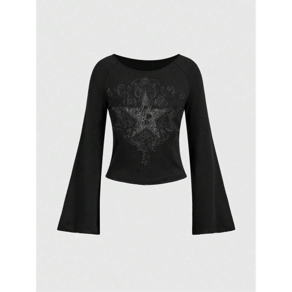2KWEIRD 90s Long-sleeve Tees E-Girl Clothes Aesthetic Streetwear Long-sleeve T-shirts Harajuku Punk Letter Pattern Sexy Long-sleeve Tops