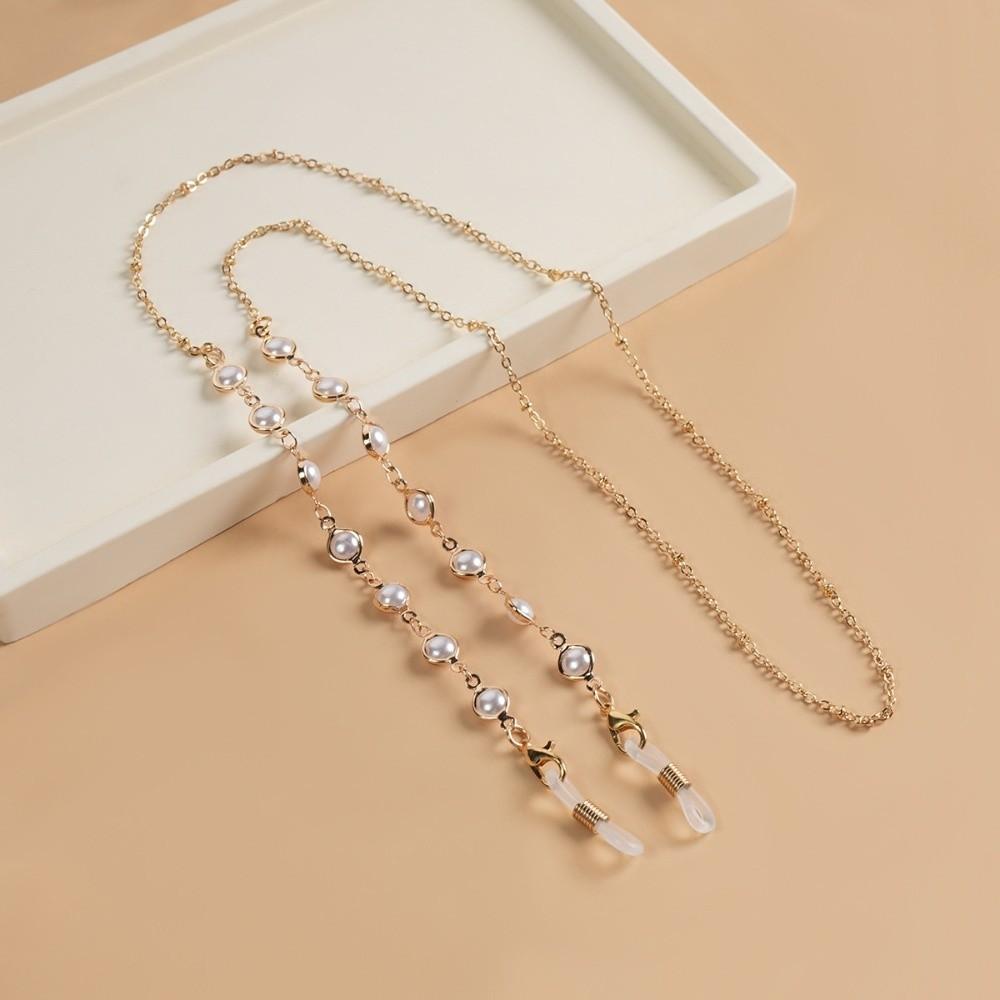 

Hanging Cord Sunglass Chain Pearl Eyeglass Holder Strap Sunglass Lanyard Straps Outside Casual Gold-1