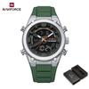 NAVIFORCE Original Men Quartz Watch Calendar Date LCD Display Luminous Pointer Silicone Strap Waterproof 30m Men Casual Fashion Watch NF9265