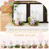 Simulated Flower Bunny Shaped Wooden Ornaments, Holiday Decoration Ornaments
