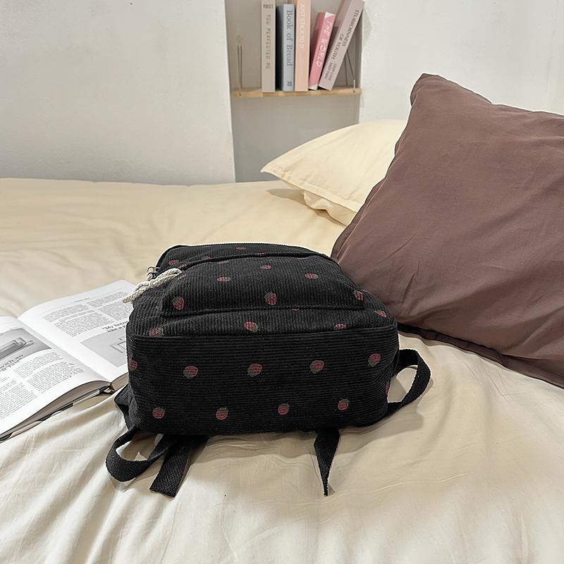 Damen Cordrucksack Erdbeerdruck Studenten Schultasche