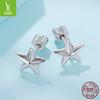 Three-Dimensional Star Thread Plain Silver Stud Earrings Personalized Versatile S925 Sterling Silver Star Stud Earrings