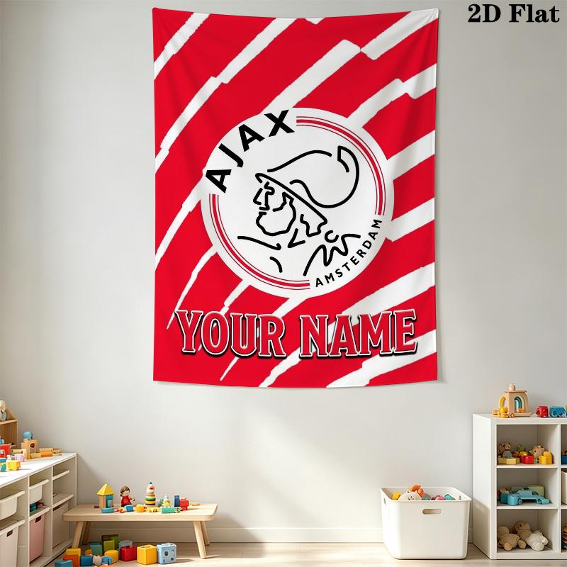 Custom Name AJAX Wall Tapestry Aesthetic Wall Hanging Printed Fabric Blanket Decorative Tapestries for Bedroom Living Room Home Decor