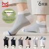 Men's 100% Cotton Striped Invisible Boat Socks (6 Pairs)