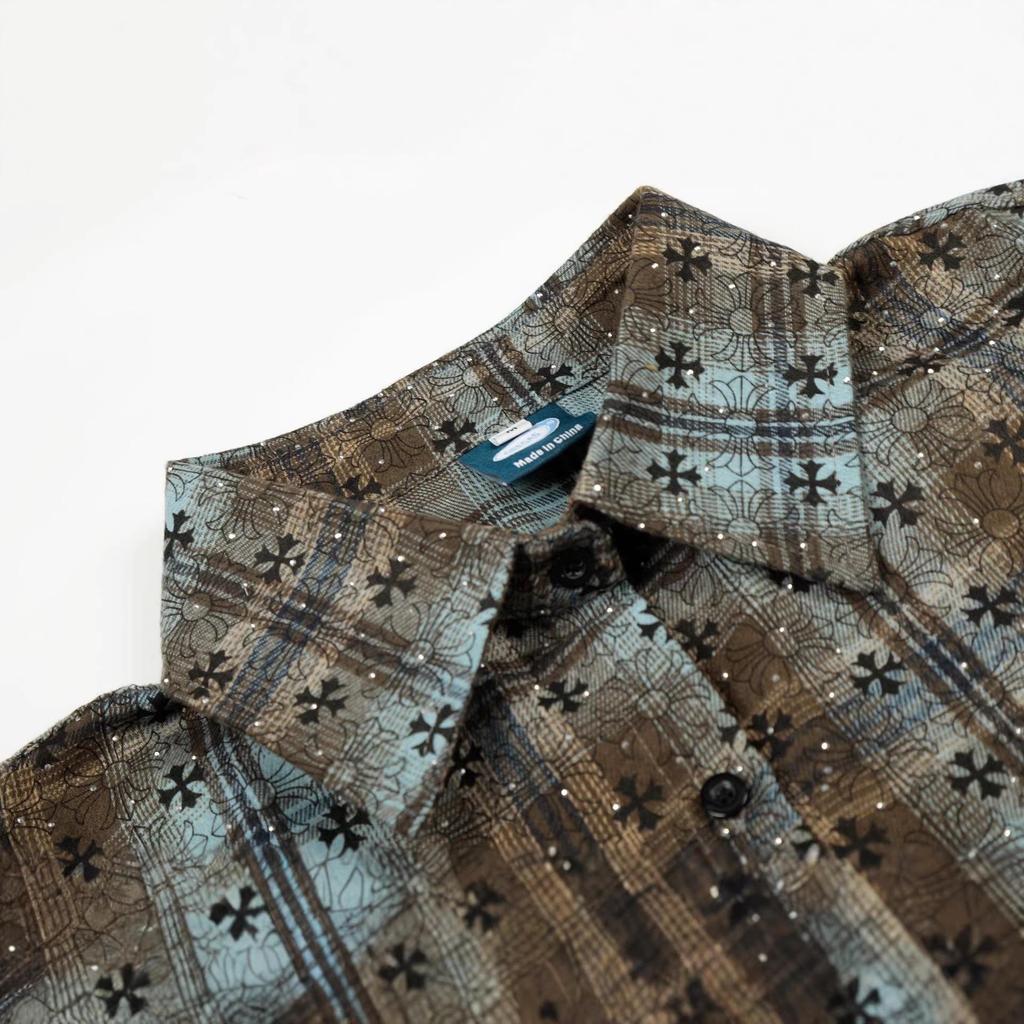Trendy Retro Plaid Long Sleeve Distressed Shirt - Loose Fit Casual Outerwear for Couples