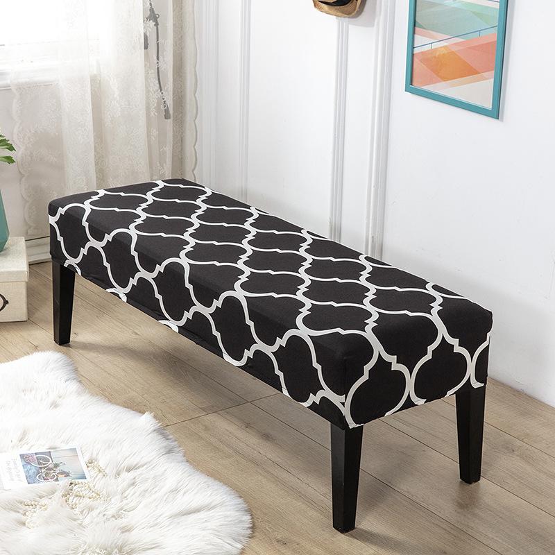Banküberzug mit Blumenmuster, Stretch, für Klavierhocker, rechteckig, Hotelbett, langer Hockerbezug, Bankschutz, Schonbezug für Esszimmer
