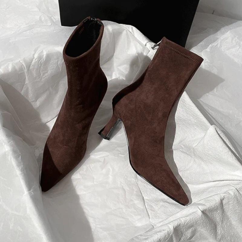 

Женские эластичные узкие сапоги-носки на высоком каблуке, модные, элегантные, современные, короткие, осенние, женские, танцевальные, вечерние туфли 40