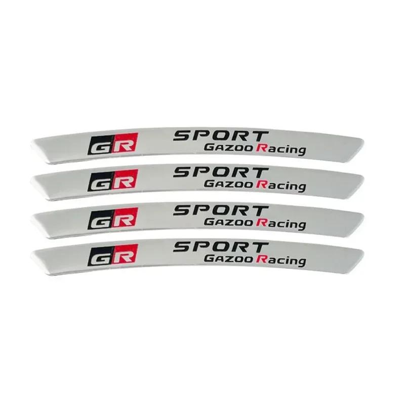 yscr3 4pcs x Aluminium GR Sport Logo Wheel Rim Stickers Decals For Toyota GRSPORT Emblem Badge YARiS Corolla RAV4 Camry Prado Highland