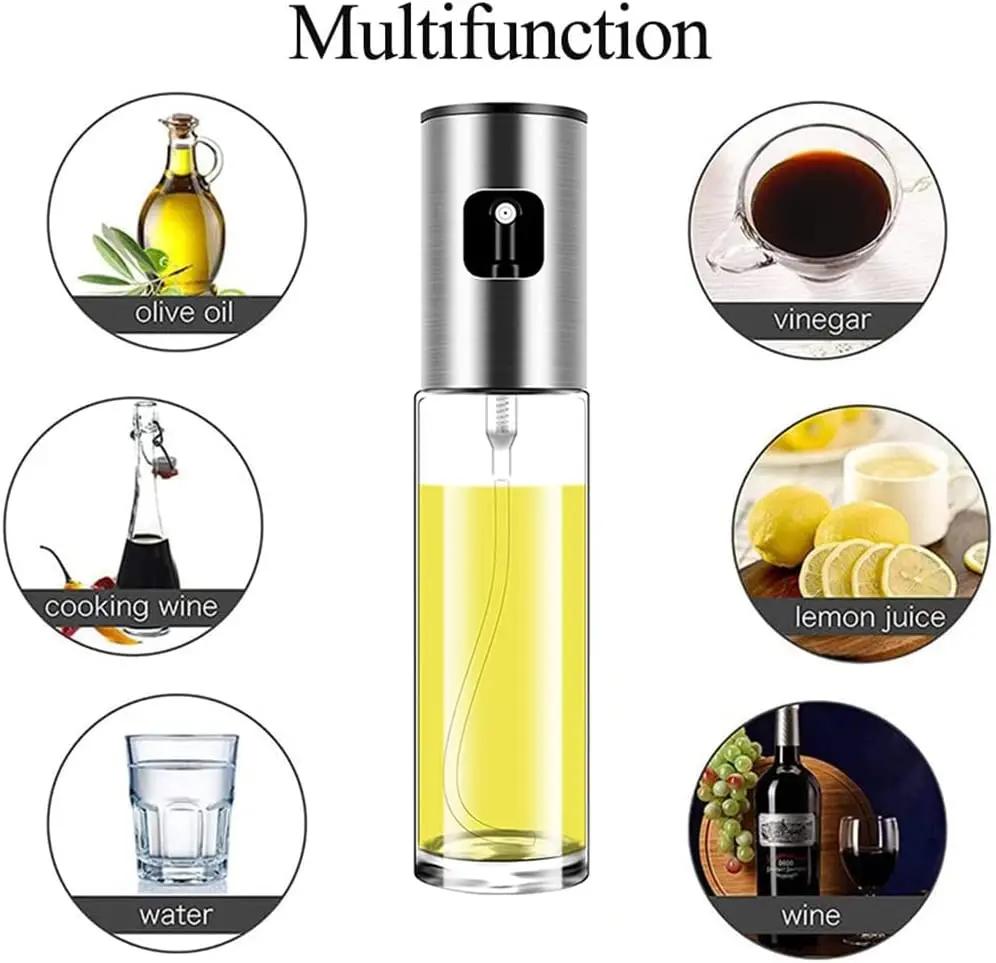 100ML Atomizing Oil Pot Spray Bottle Kitchen Household BBQ Oil Control Press Type Oil Supplies Glass Bottle for Kitchen Water