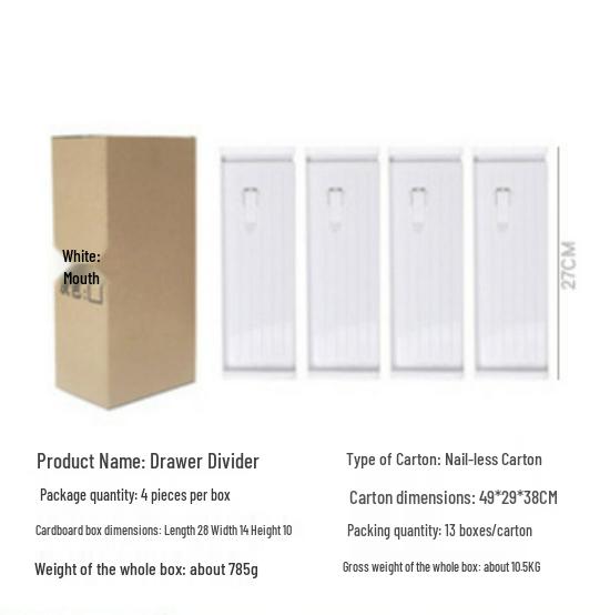 Adjustable Non-Punch Plastic Drawer Dividers for Cabinets and Wardrobes