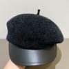 Snowy Neil Beanie Newsboy Hat Women'S Korean-Style Vintage Retro Multi-Purpose Leather Hat Brim