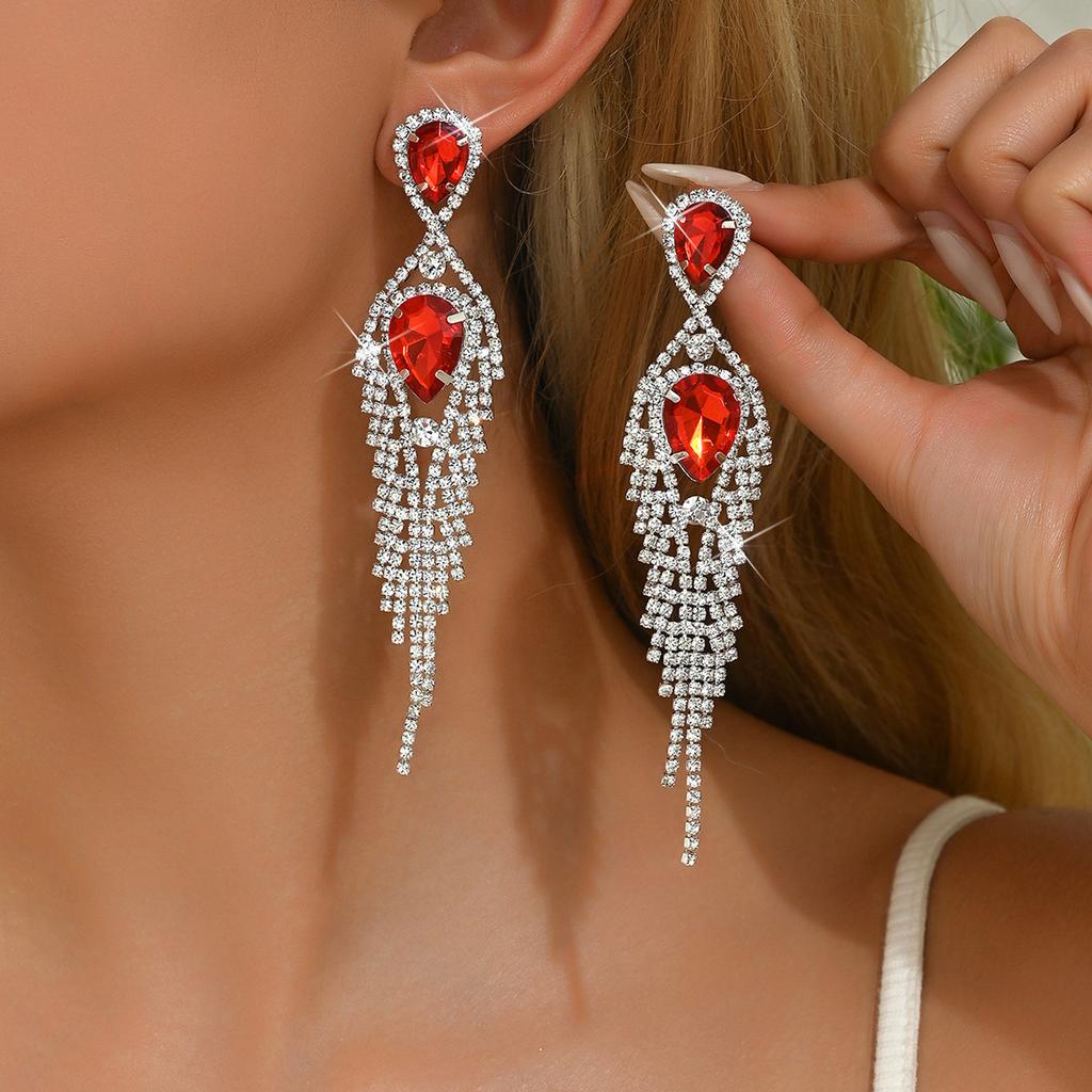 Water Droplets Full Of Diamonds, Tassel Long Earrings, High-End Zircon Stud Earrings, Fashionable Light Luxury Atmosphere, Personalized Earrings