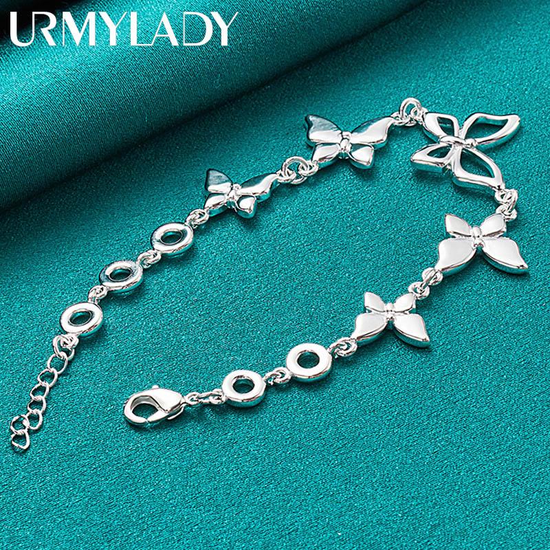 925 mincový strieborný náramok s piatimi motýľmi pre ženy, svadobné zásnuby, módne šperky