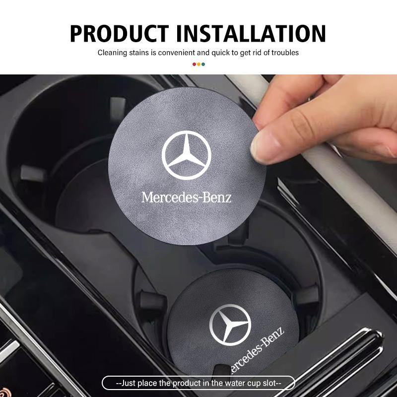 CRR1 Car Coaster Cup Slot Pad Suede Anti-Slip Interior Water Cup Mat For Mercedes Benz AMG A C E S G Class W201 W210 W108 W204 W205
