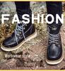 Unisex Carter Martin Leather Work Boots - British Style, High-Top, Yellow, Short Ankle Boots for Autumn and Winter.