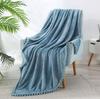 Winter Flannel Tassel Ball Blankets for Beds Warm Lightweight Plush Fleece Sofa Cover Decor European Style Solid Shawl Blanket