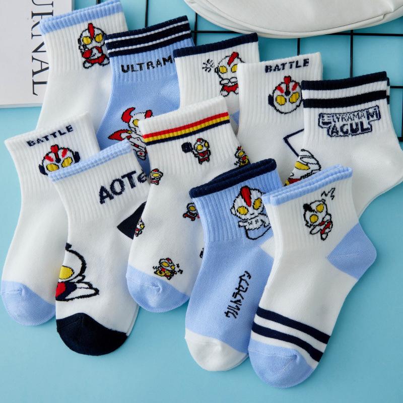 

Мультяшные короткие носки «Мальчики Ультрамана» для весны и осени - Удобная спортивная одежда для учеников начальной школы 9-12 Years (Size 32-36)