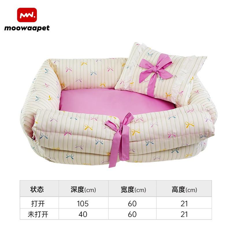 Removable Washable Pet Bed Small Medium Dogs Cats Plaid Design Warm Winter Dog Simple Style Blue Pink
