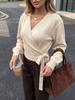 2026 Autumn/Winter V-Neck Slim Fit Tie-Up Long Sleeve Sweater
