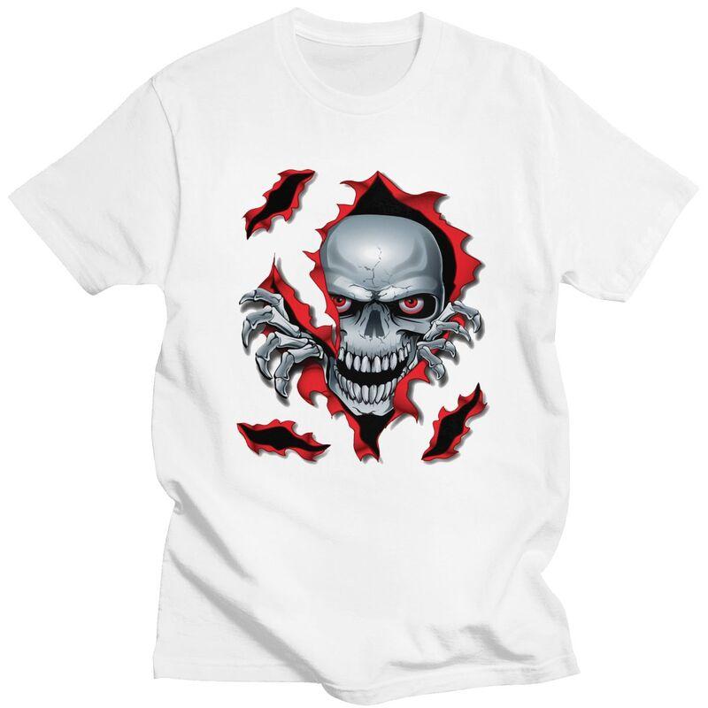 Custom Rip Skull T Shirts Men 100 Cotton Tee Tops Gothic Skeleton Tshirt Fashion Tshirt Clothes