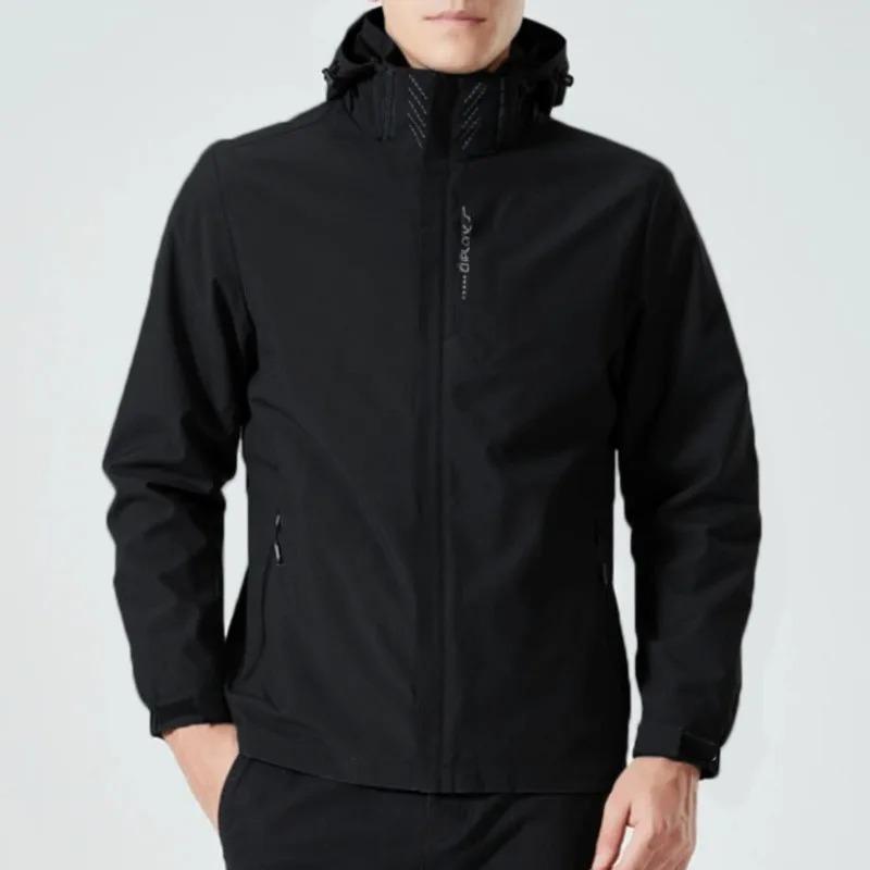 Jaqueta Masculina de Alto Desempenho Impermeável e à Prova de Vento - Capa de Chuva Respirável, Leve com Capuz Removível para Caminhada, Escalada & Atividades ao Ar Livre