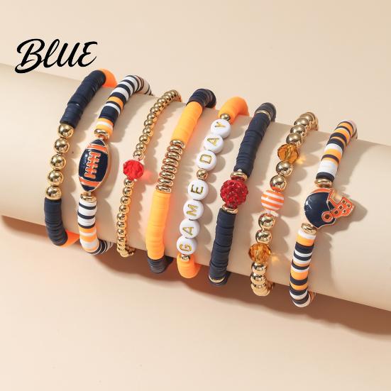 Football Party Accessory Game Day Bracelets Stackable Sports Charm Elasticated