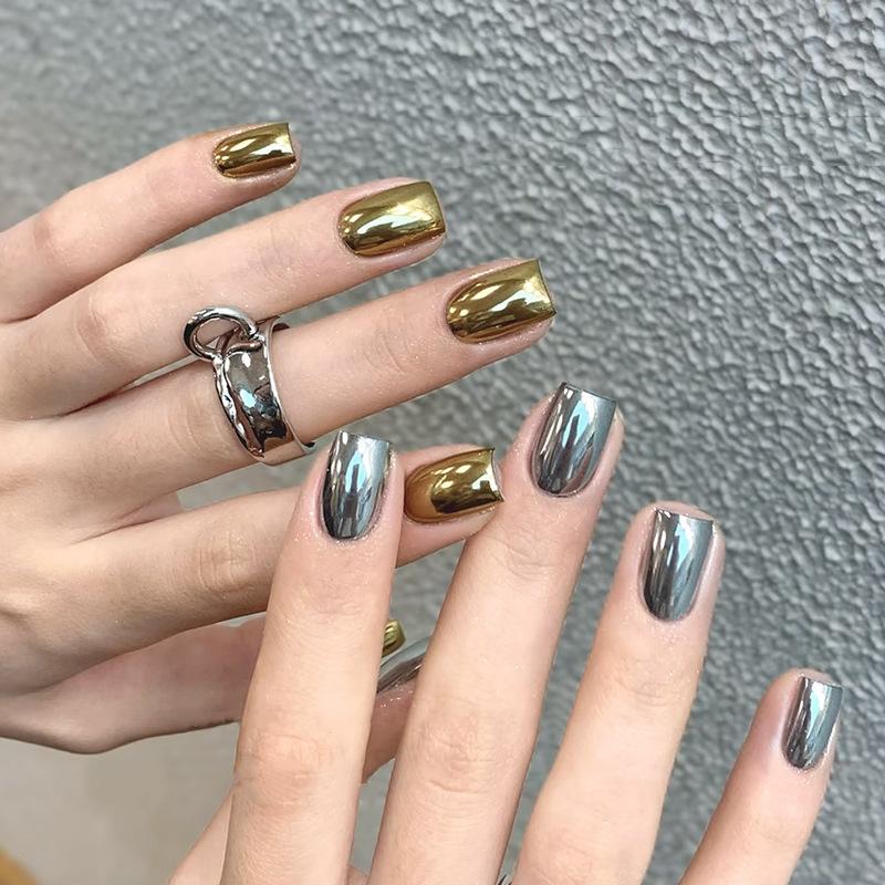 Metallic Mirror Chrome Nail Powder Holographic Laser Silvery Golden Nail Rubbing Glitter Pigment UV Gel Polish Mirror Powde