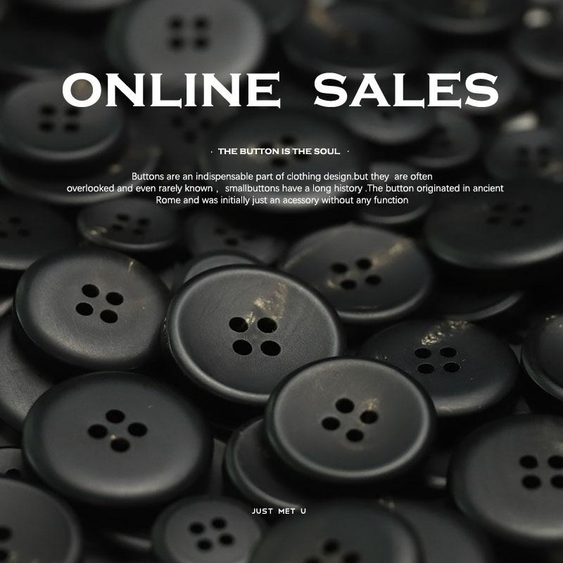 

5Pcs 5Pcs Horn Four-Eye Button Concave Super Texture Light Luxury Clothing Accessories Men S And Women S Jackets Leather Coats Suit Buttons 1 #[15mmM real horn bowl shape black]