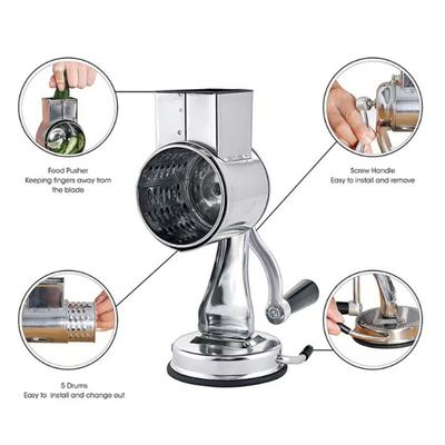 Nut Grinder Multifunctional Stainless Steel Suction Cup Manual Nut Chopper with Drums for Cheese Walnuts