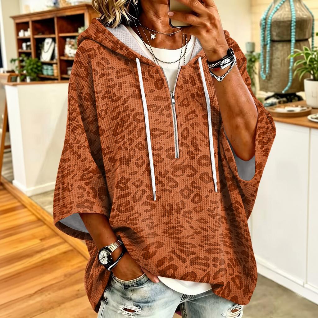 Damen Zip-Up Hoodie mit Strick-Oversize-Sweatshirt für Freizeitkleidung