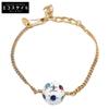 [Excellent Condition] 98P CC Logos Soccer Ball Motif Multi-Stone Bracelet Gold / WhiteUsed