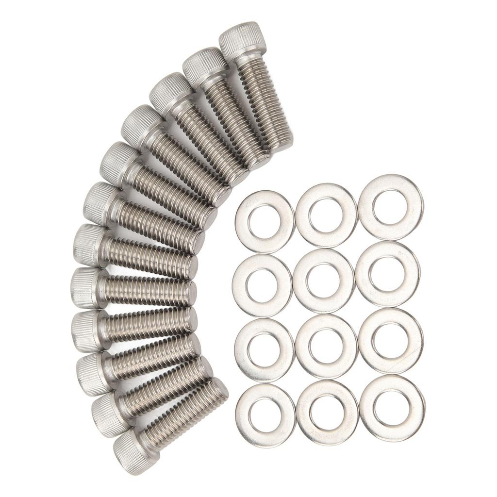 12Pcs Head Bolts Set Stainless Steel Cylinder Head Fasteners Bolts Replacement For Chevy Small Block 283 327 350 383