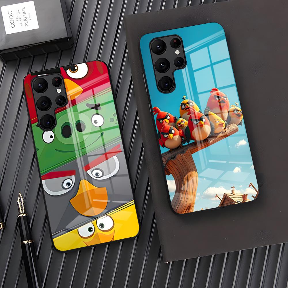 Cute A-Angry B-Birds Phone Case For Samsung S26 S25 Plus S20 S20 Plus S22 Ultra S23 FE S21 Plus S21 Ultra Glass Cover