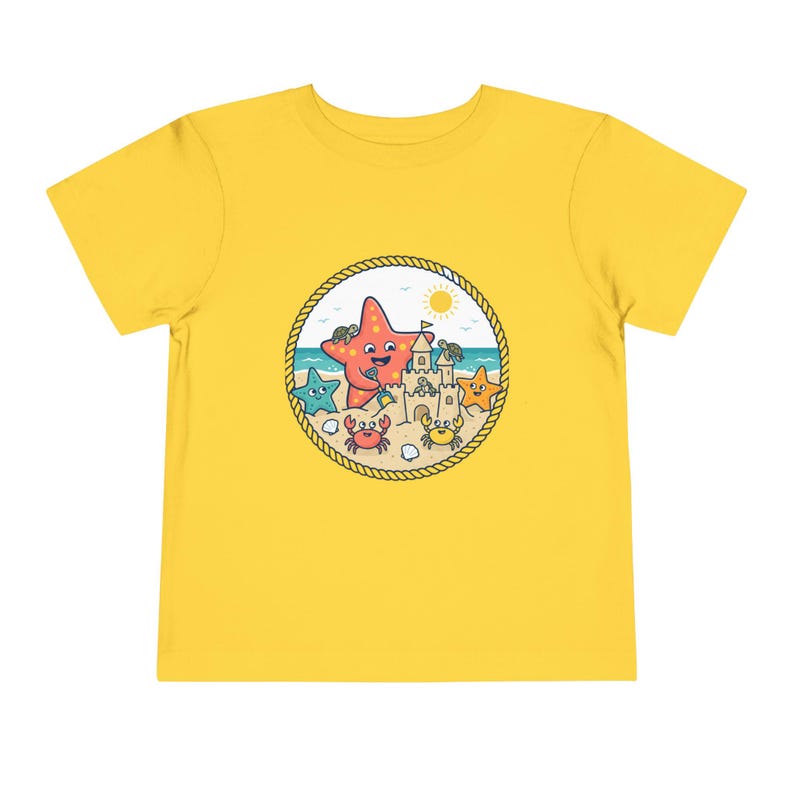 Starfish Beach Scene Toddler Tee | Sandcastle, Ocean Friends 160