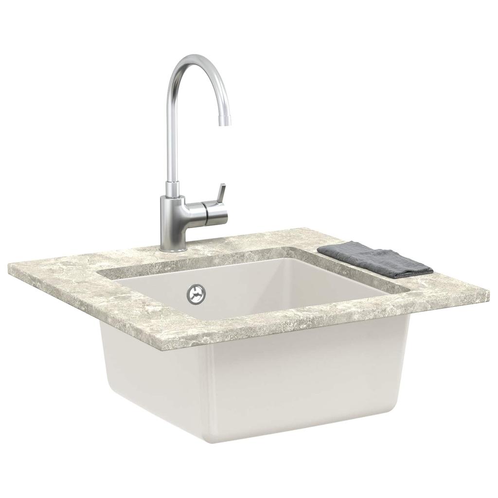White Kitchen Sink 430 X 460 Mm Made of 80percent Quartz and 20percent Resin