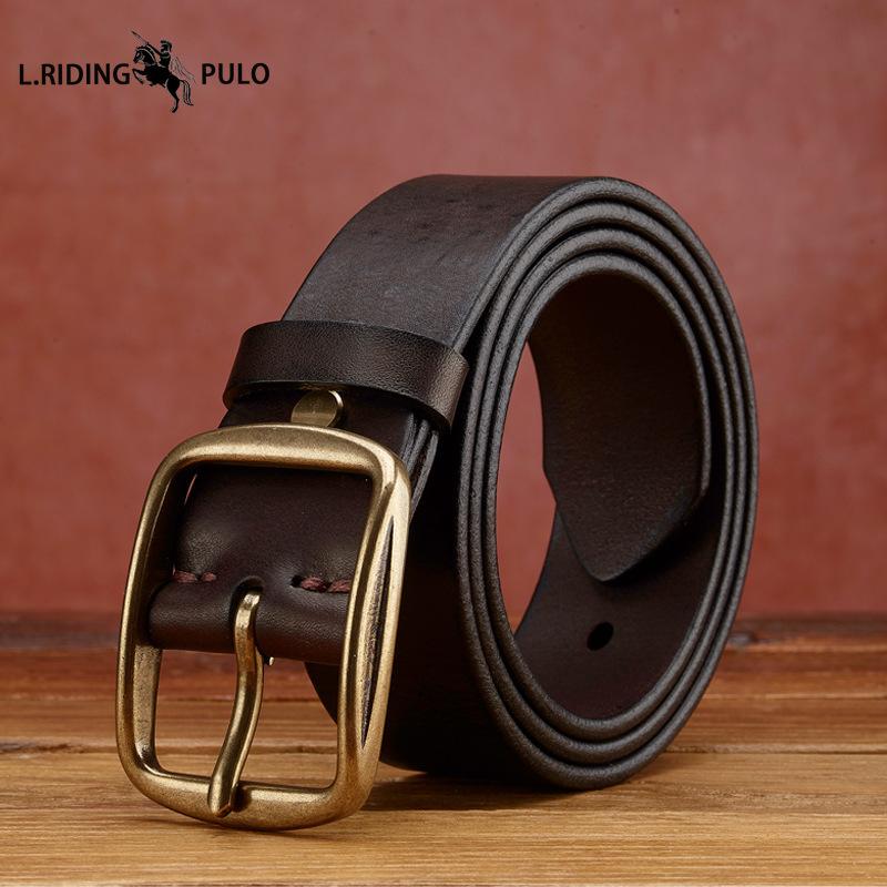 Genuine Leather Handmade First Layer Cowhide Belt Men's Retro Casual Personality Trendy Korean Version of The All-match Men's Jeans Belt