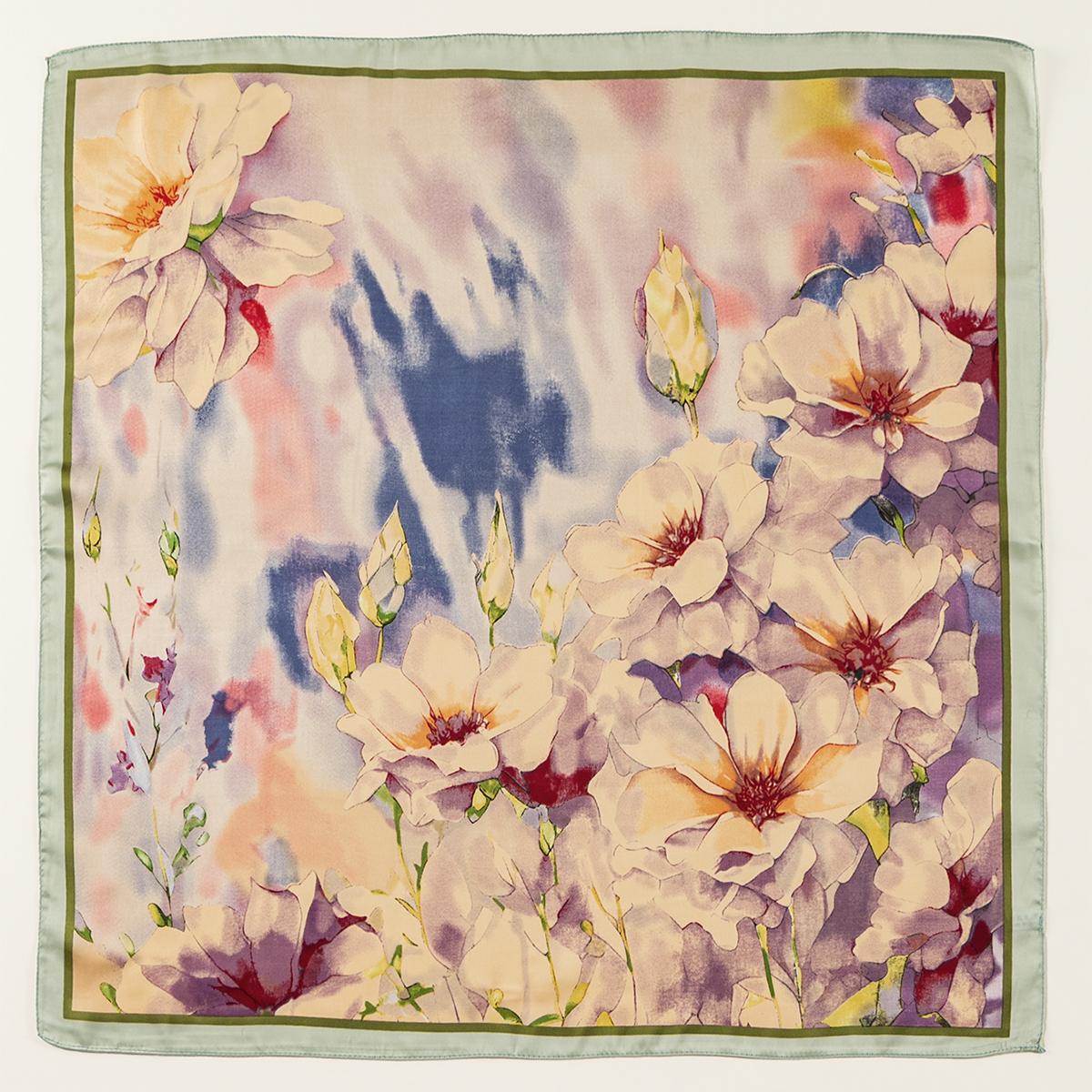 

Шелковая шаль с цветочным принтом в китайском стиле, платок на голову, обертывание для волос, шейный платок, женский атласный квадратный шарф для женщин, повязка на голову, фуляр, хиджаб